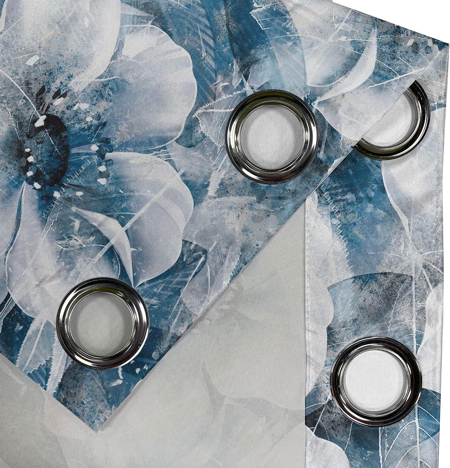 imageAmbesonne Floral Grommet Curtain Neutral Pastel Grunge Abstract Pattern with Blossoming Lily Flowers Decorative Single Panel Drapes for Bedroom Living Room 50quot x 72quot Dark Tan and Slate BlueDark Turquoise Blue Grey