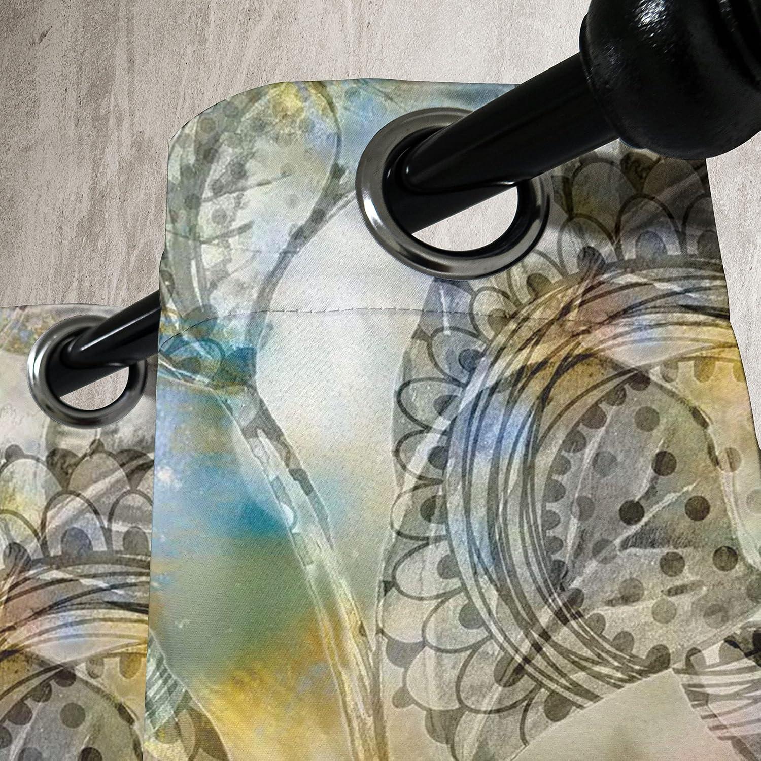 imageAmbesonne Floral Grommet Curtain Neutral Pastel Grunge Abstract Pattern with Blossoming Lily Flowers Decorative Single Panel Drapes for Bedroom Living Room 50quot x 72quot Dark Tan and Slate BlueGrey Blue Eggshell
