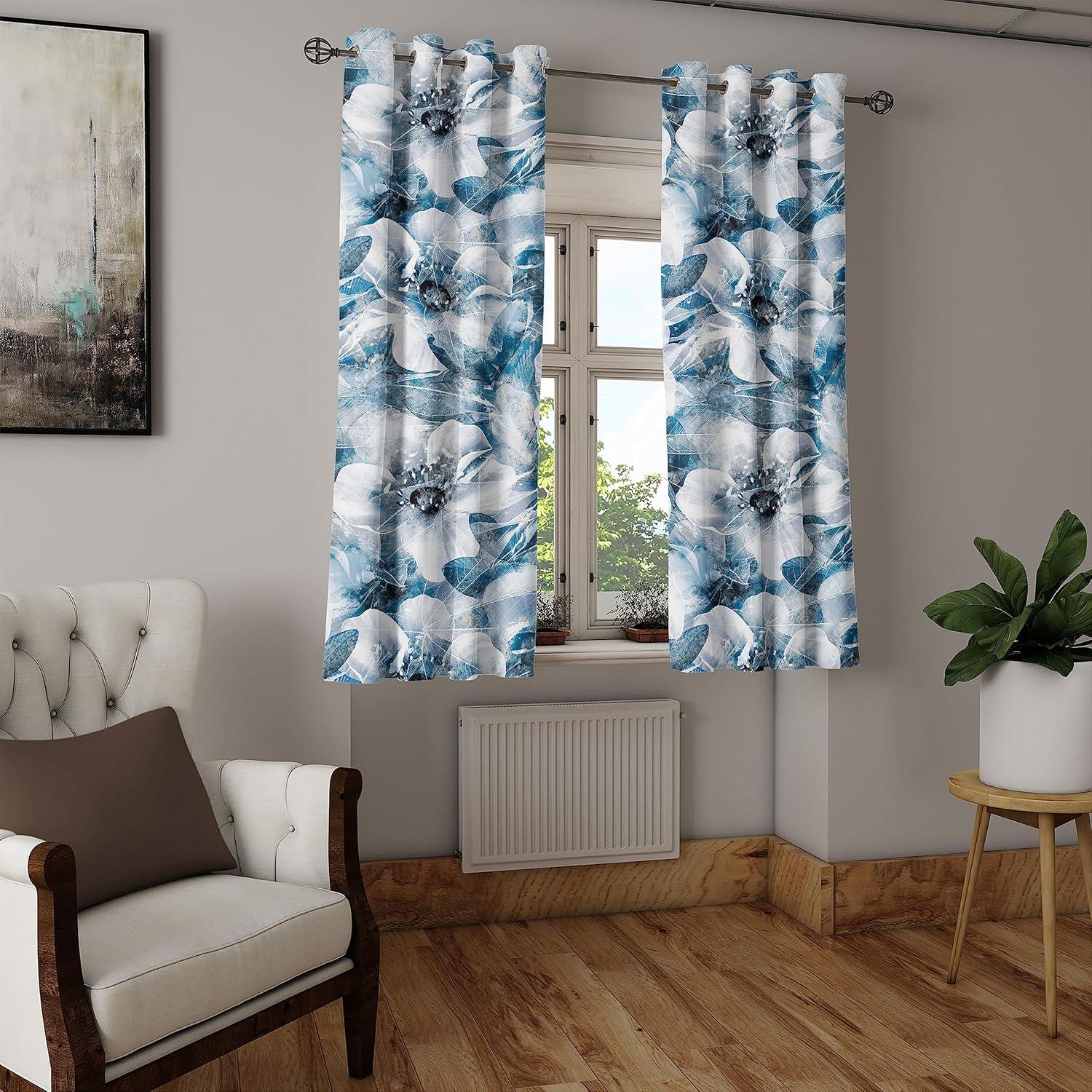imageAmbesonne Floral Grommet Curtain Neutral Pastel Grunge Abstract Pattern with Blossoming Lily Flowers Decorative Single Panel Drapes for Bedroom Living Room 50quot x 72quot Dark Tan and Slate BlueDark Turquoise Blue Grey
