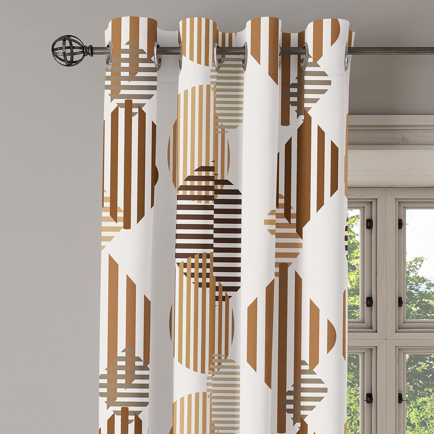 imageAmbesonne Floral Grommet Curtain Neutral Pastel Grunge Abstract Pattern with Blossoming Lily Flowers Decorative Single Panel Drapes for Bedroom Living Room 50quot x 72quot Dark Tan and Slate BlueChocolate Brown Off White