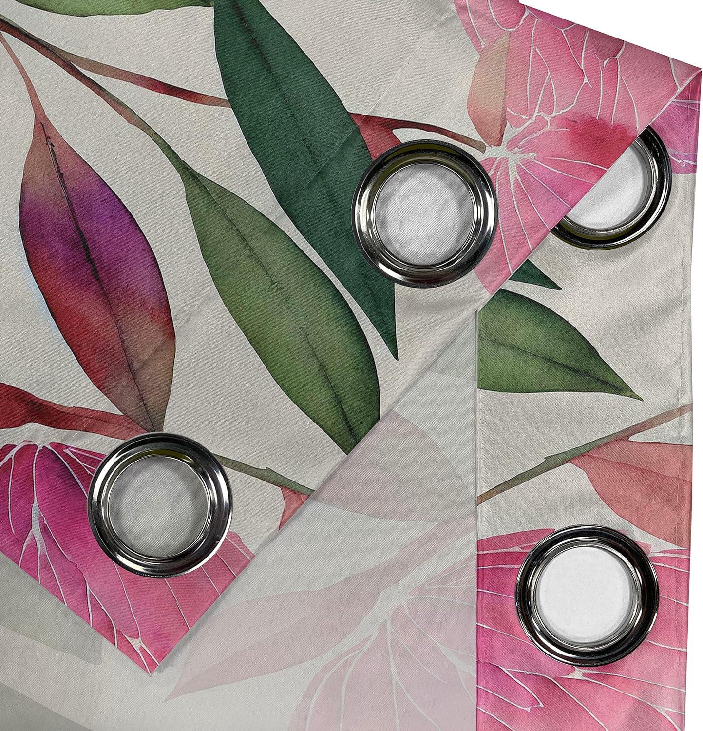 imageAmbesonne Floral Grommet Curtain Neutral Pastel Grunge Abstract Pattern with Blossoming Lily Flowers Decorative Single Panel Drapes for Bedroom Living Room 50quot x 72quot Dark Tan and Slate BlueForest Green Magenta