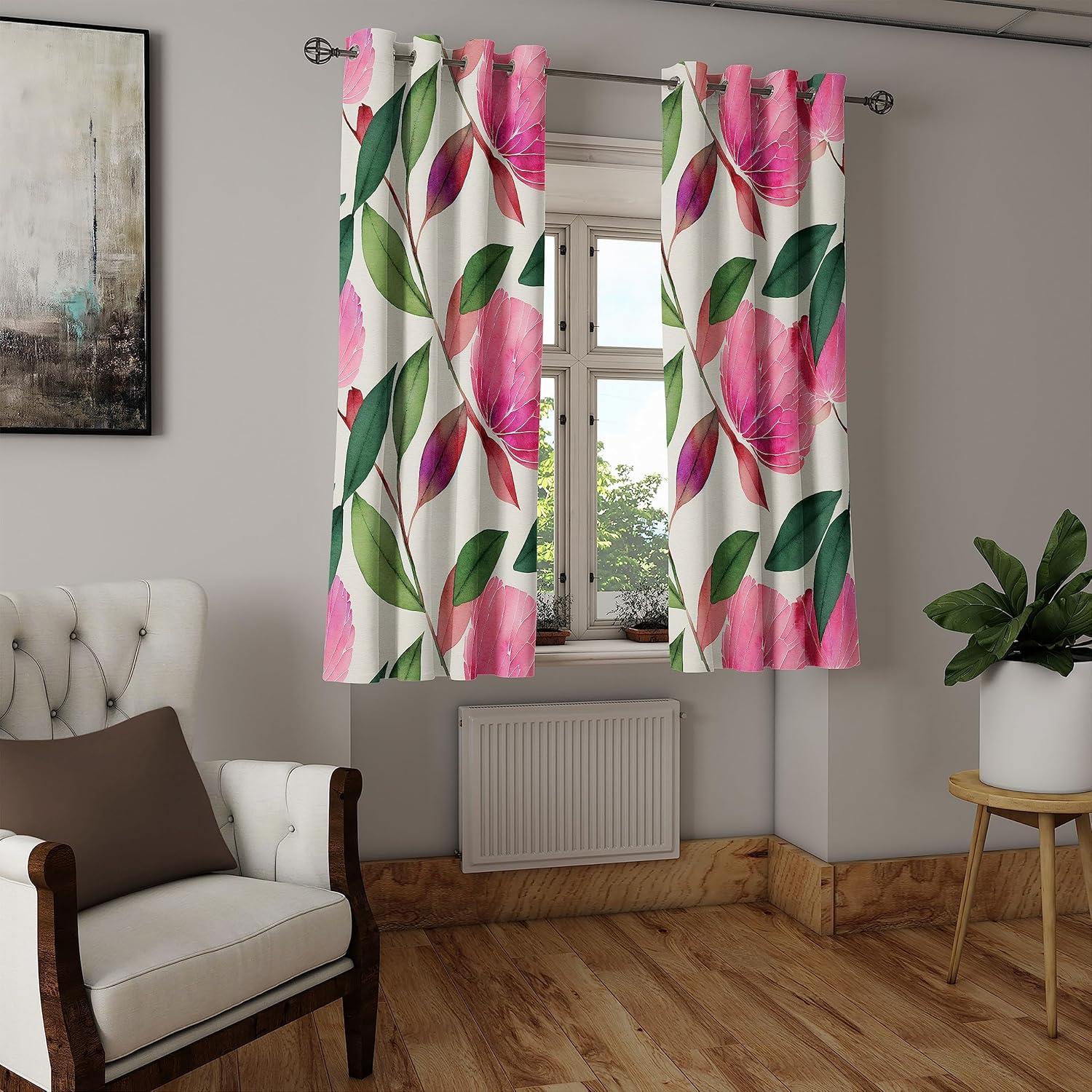 imageAmbesonne Floral Grommet Curtain Neutral Pastel Grunge Abstract Pattern with Blossoming Lily Flowers Decorative Single Panel Drapes for Bedroom Living Room 50quot x 72quot Dark Tan and Slate BlueForest Green Magenta