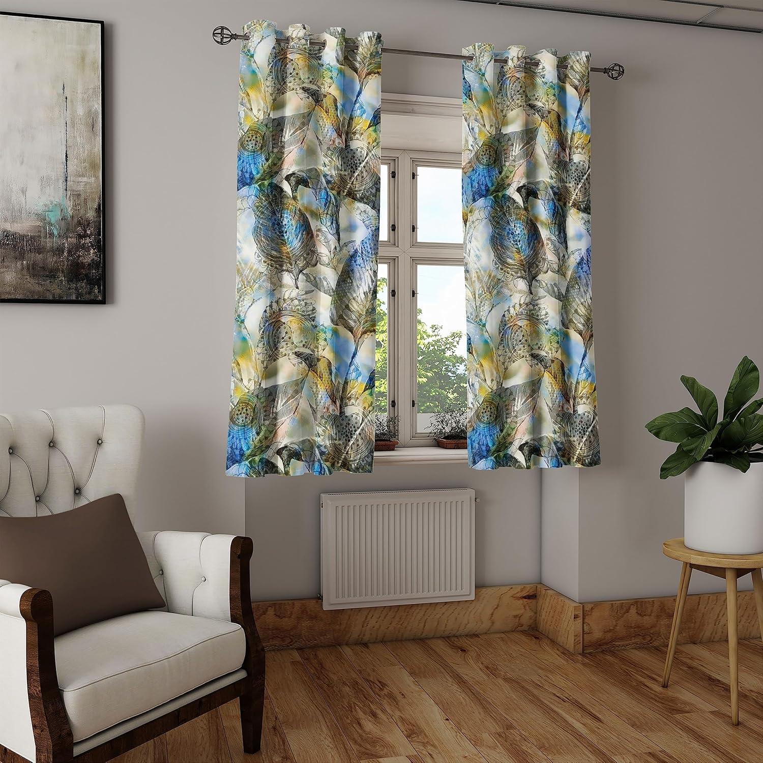 imageAmbesonne Floral Grommet Curtain Neutral Pastel Grunge Abstract Pattern with Blossoming Lily Flowers Decorative Single Panel Drapes for Bedroom Living Room 50quot x 72quot Dark Tan and Slate BlueGrey Blue Eggshell