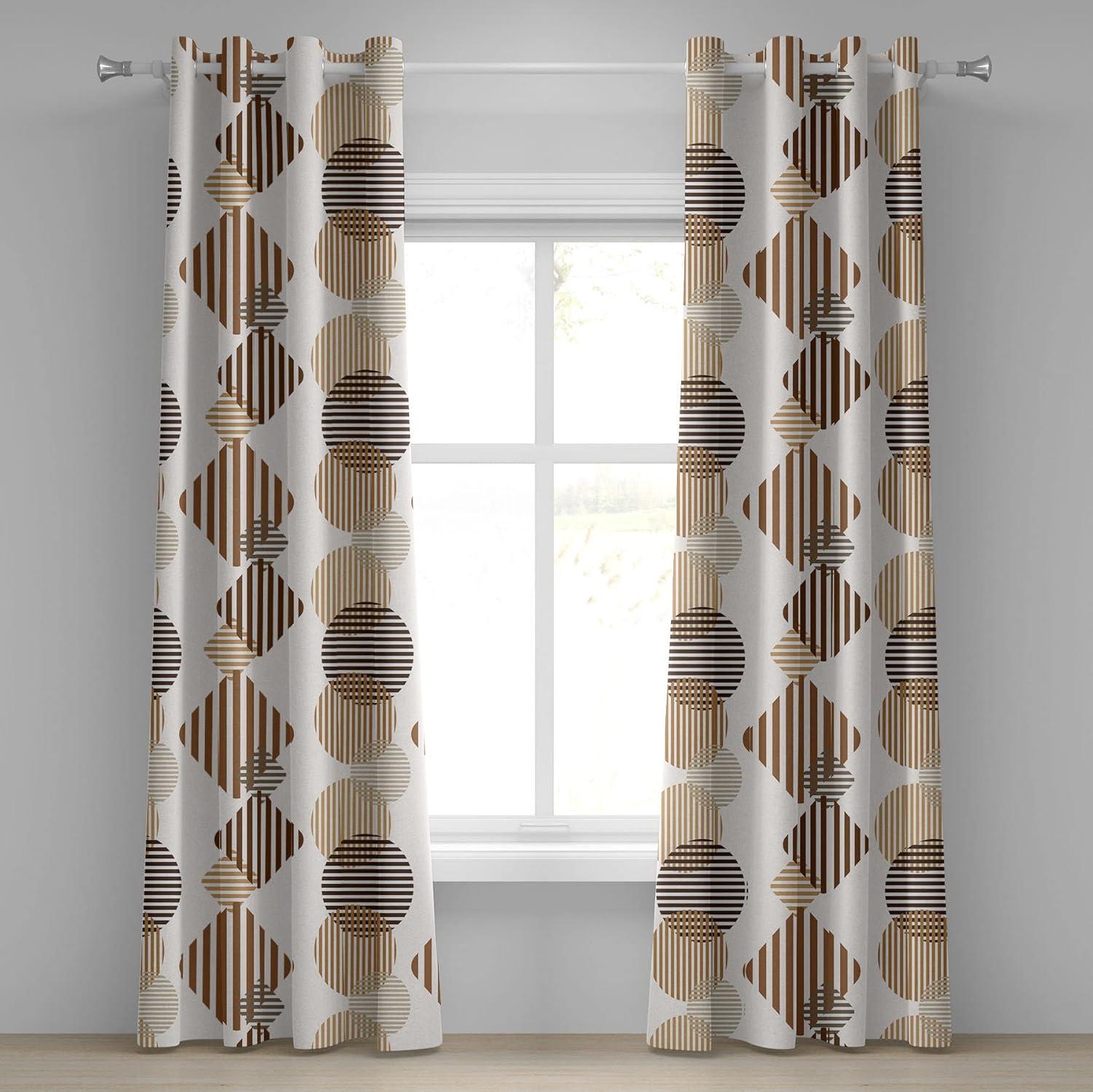 imageAmbesonne Floral Grommet Curtain Neutral Pastel Grunge Abstract Pattern with Blossoming Lily Flowers Decorative Single Panel Drapes for Bedroom Living Room 50quot x 72quot Dark Tan and Slate BlueChocolate Brown Off White