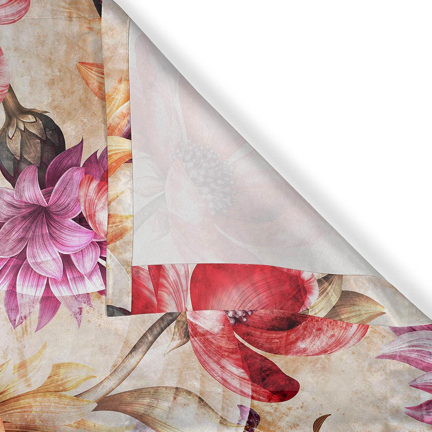 imageAmbesonne Floral Grommet Curtain Neutral Pastel Grunge Abstract Pattern with Blossoming Lily Flowers Decorative Single Panel Drapes for Bedroom Living Room 50quot x 72quot Dark Tan and Slate BluePeach Fuchsia Dark Coral
