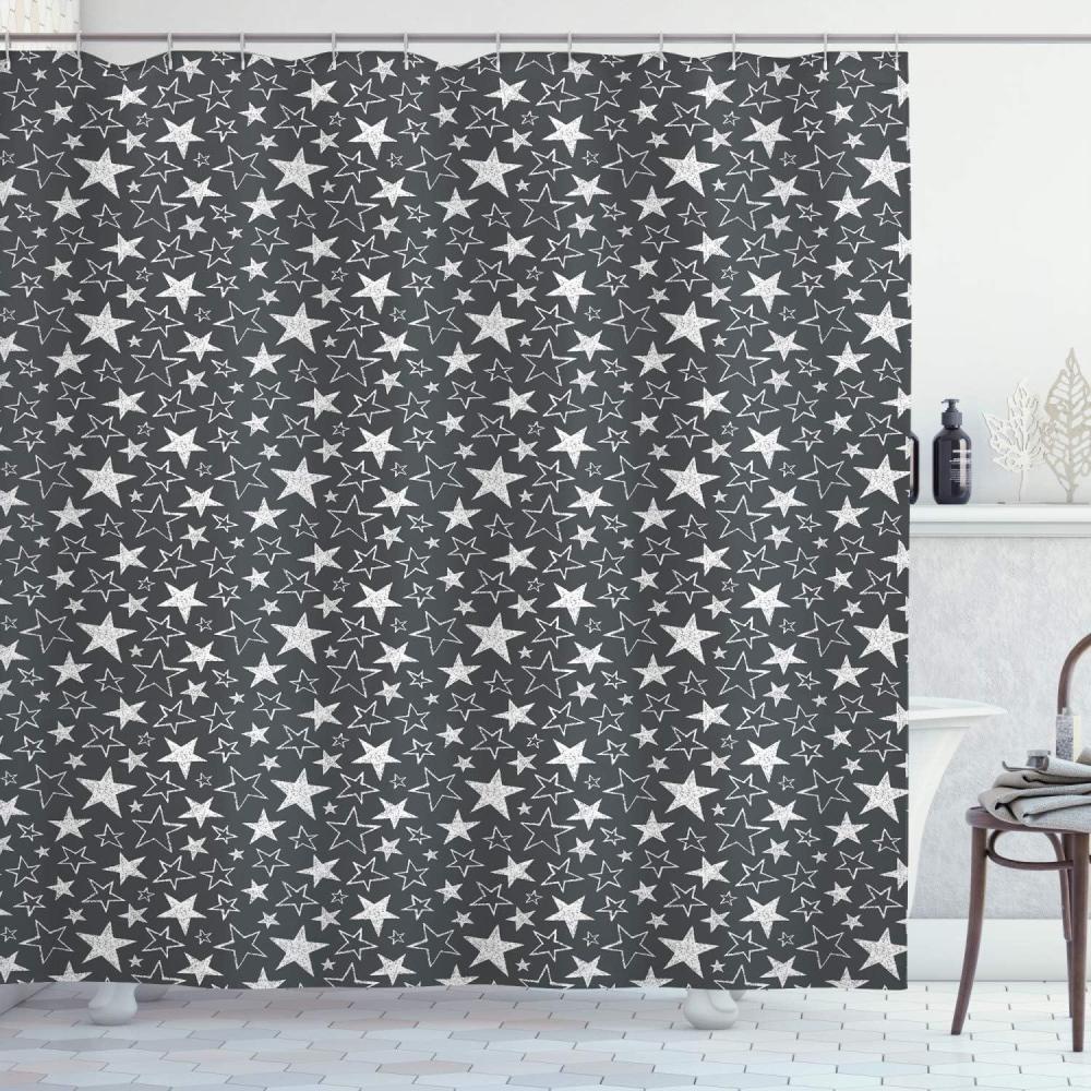 imageAmbesonne Anchor Shower Curtain Marine Sailing Sea Symbol and Grungy Rustic Planks in a Neutral Camo Tone Cloth Fabric Drape for Sea Themed Bathroom Decor Set with Hooks 69quot W x 75quot L Green KhakiCharcoal Grey White