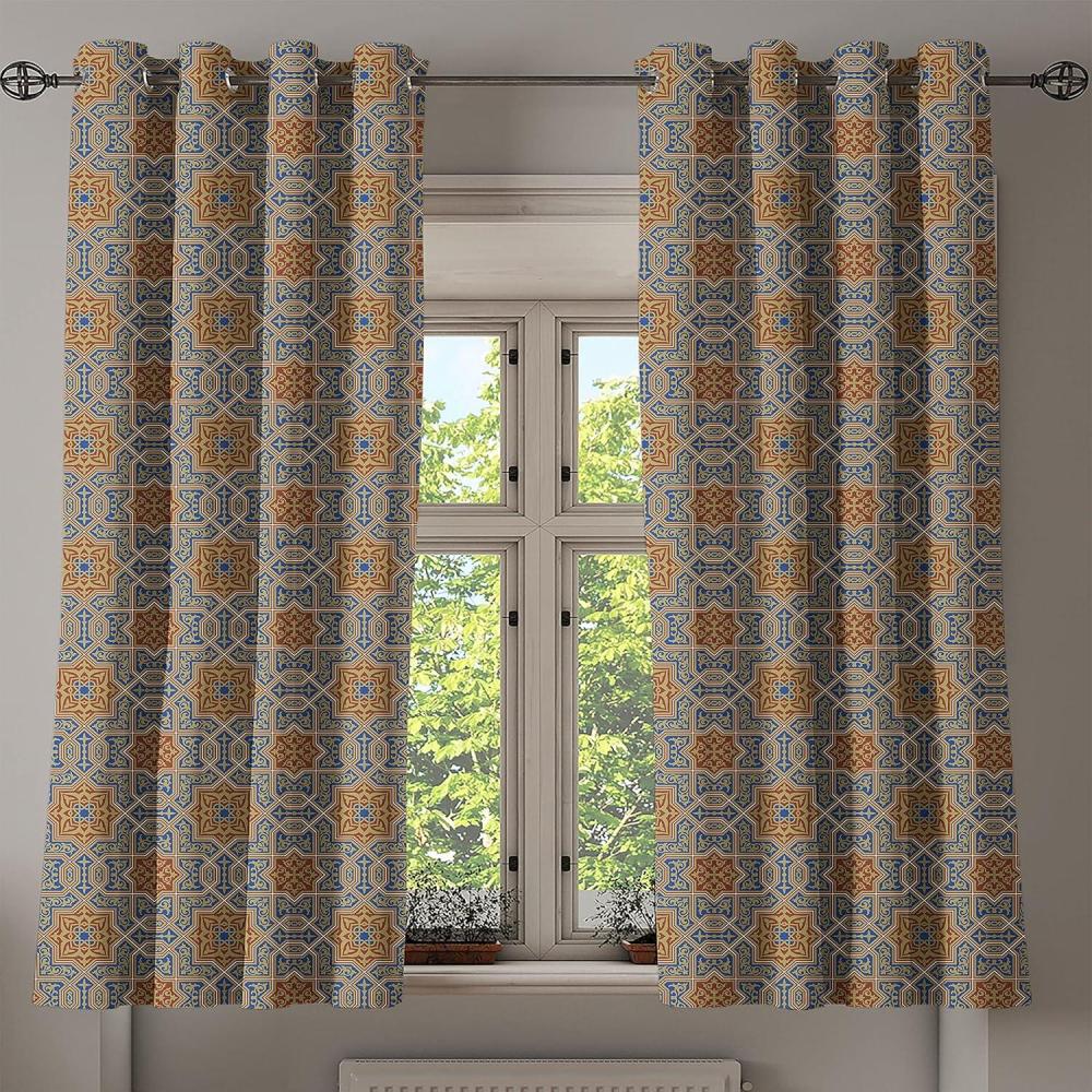 imageAmbesonne Brown Grommet Curtain Batik Parang Barong Diagonal Pattern Indonesian Culture and Art Design Decorative 2Panel Window Drapes for Bedroom Living Room 50quot x 84quot Brown Apricot CaramelBlue Sepia Redwood