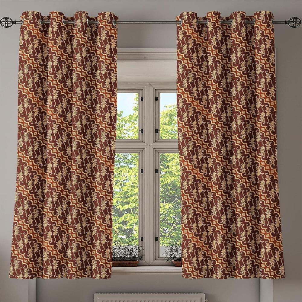 imageAmbesonne Brown Grommet Curtain Batik Parang Barong Diagonal Pattern Indonesian Culture and Art Design Decorative 2Panel Window Drapes for Bedroom Living Room 50quot x 84quot Brown Apricot CaramelBrown Apricot Caramel