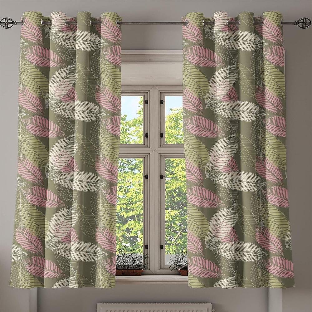 imageAmbesonne Exotic Grommet Curtain Minimal Neutral Animal Print with Tiger Silhouettes Pattern Jungle Cat Decorative Single Panel Drapes for Bedroom Living Room 50quot x 96quot Eggshell Warm Taupe TanGreen Brown Pale Pink