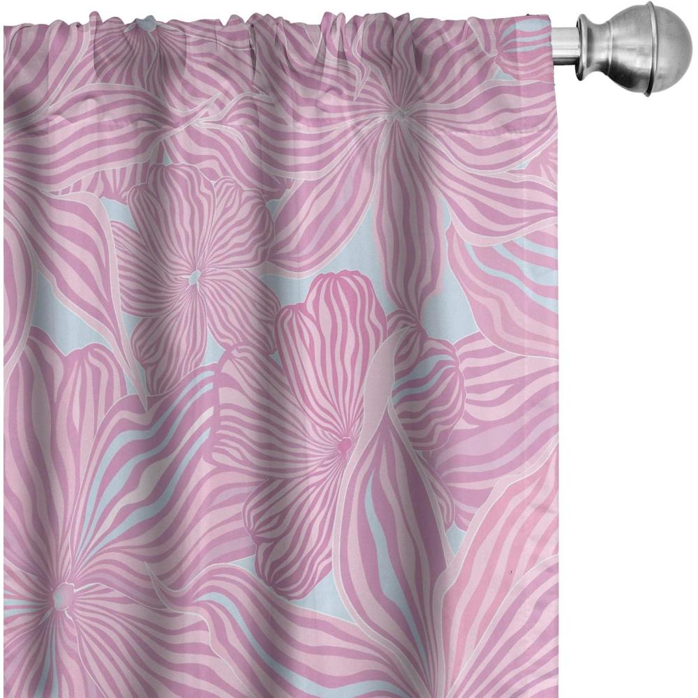 imageAmbesonne Floral Design Curtains Retro Drawings of Spring Feels Flowers Boho with Neutral Leaves Window Treatments 2 Panel Set for Living Room Bedroom Pair of 28quot x 63quot Deep Sky Blue Pale GreyPale Pink Pale Blue