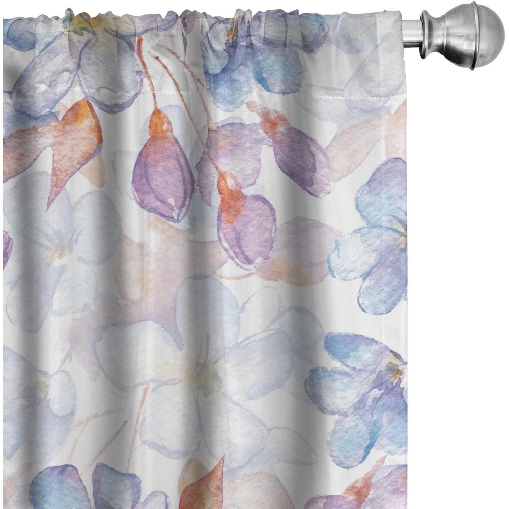imageAmbesonne Floral Design Curtains Retro Drawings of Spring Feels Flowers Boho with Neutral Leaves Window Treatments 2 Panel Set for Living Room Bedroom Pair of 28quot x 63quot Deep Sky Blue Pale GreyLavender Blue Pale Ruby