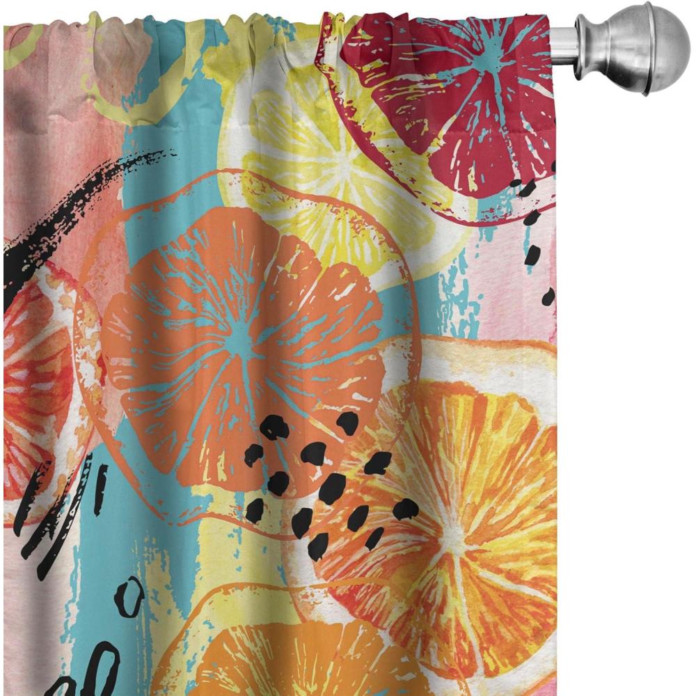 imageAmbesonne Floral Design Curtains Retro Drawings of Spring Feels Flowers Boho with Neutral Leaves Window Treatments 2 Panel Set for Living Room Bedroom Pair of 28quot x 63quot Deep Sky Blue Pale GreyPale Pink Multicolor