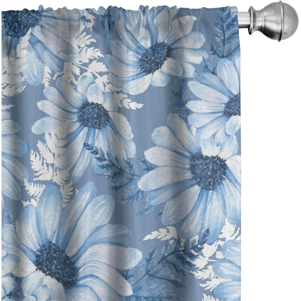 imageAmbesonne Floral Design Curtains Retro Drawings of Spring Feels Flowers Boho with Neutral Leaves Window Treatments 2 Panel Set for Living Room Bedroom Pair of 28quot x 63quot Deep Sky Blue Pale GreyLavender Blue Blue Grey