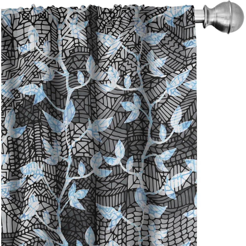 imageAmbesonne Floral Design Curtains Retro Drawings of Spring Feels Flowers Boho with Neutral Leaves Window Treatments 2 Panel Set for Living Room Bedroom Pair of 28quot x 63quot Deep Sky Blue Pale GreyPale Azure Blue Dimgray