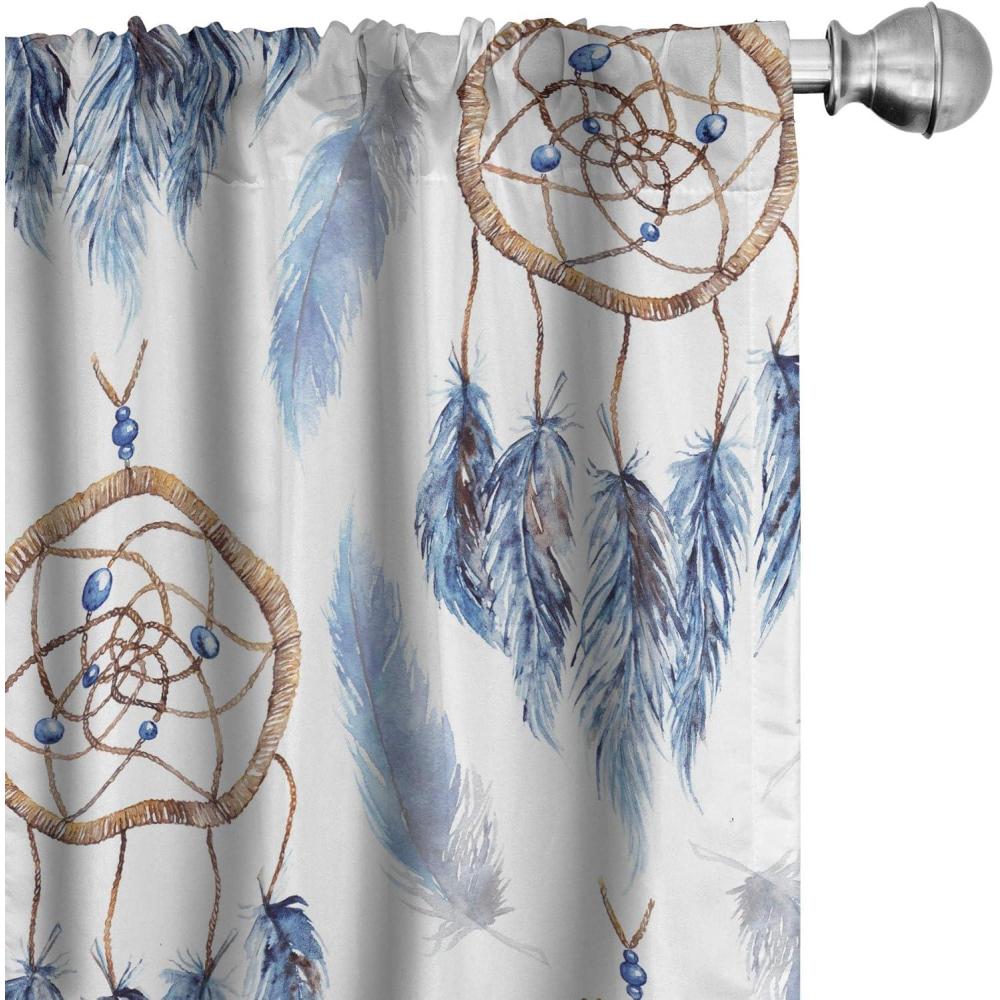 imageAmbesonne Floral Design Curtains Retro Drawings of Spring Feels Flowers Boho with Neutral Leaves Window Treatments 2 Panel Set for Living Room Bedroom Pair of 28quot x 63quot Deep Sky Blue Pale GreyDark Lavender Almond