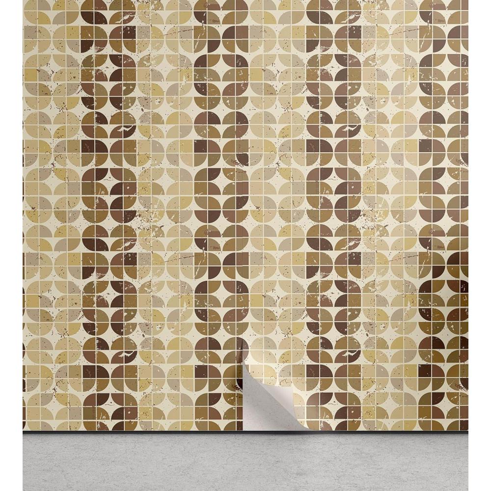 imageAmbesonne Mustard Peel ampamp Stick Wallpaper for Home Brush Strokes Drawn Modern Abstract Doodles Scribbles Spots Sketching SelfAdhesive Living Room Kitchen Accent 13quot x 100quot Sea Blue and Dark YellowPale Chocolate and Camel