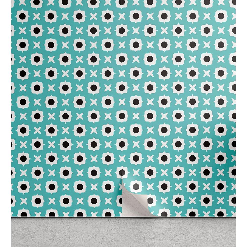 imageAmbesonne Mustard Peel ampamp Stick Wallpaper for Home Brush Strokes Drawn Modern Abstract Doodles Scribbles Spots Sketching SelfAdhesive Living Room Kitchen Accent 13quot x 100quot Sea Blue and Dark YellowPale Blue Black White