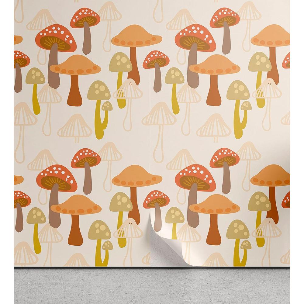 imageAmbesonne Mustard Peel ampamp Stick Wallpaper for Home Brush Strokes Drawn Modern Abstract Doodles Scribbles Spots Sketching SelfAdhesive Living Room Kitchen Accent 13quot x 100quot Sea Blue and Dark YellowPale Peach Umber and Orange