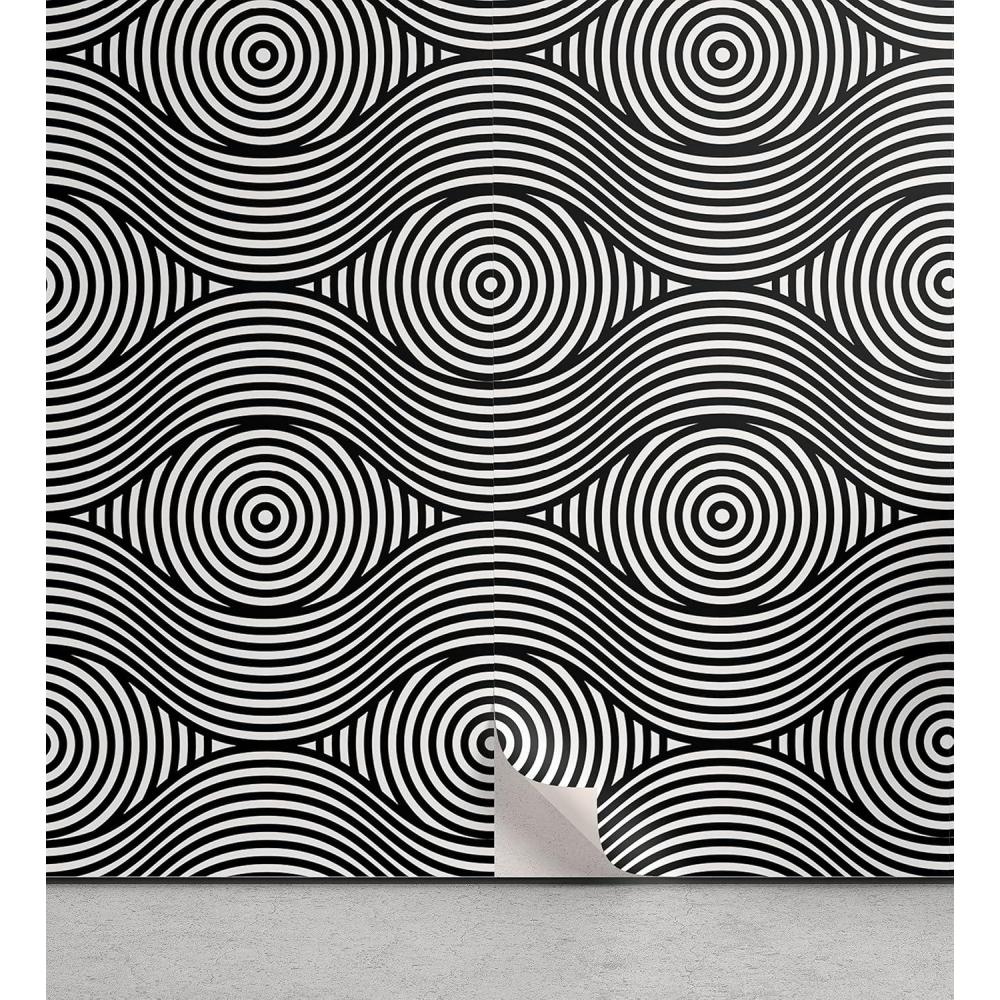 imageAmbesonne Mustard Peel ampamp Stick Wallpaper for Home Brush Strokes Drawn Modern Abstract Doodles Scribbles Spots Sketching SelfAdhesive Living Room Kitchen Accent 13quot x 100quot Sea Blue and Dark YellowCharcoal Grey and White