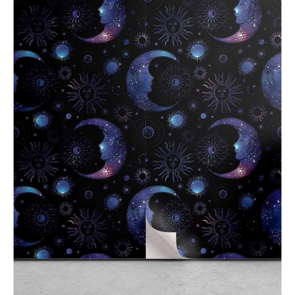 imageAmbesonne Mustard Peel ampamp Stick Wallpaper for Home Brush Strokes Drawn Modern Abstract Doodles Scribbles Spots Sketching SelfAdhesive Living Room Kitchen Accent 13quot x 100quot Sea Blue and Dark YellowQuartz Charcoal Grey and Pink