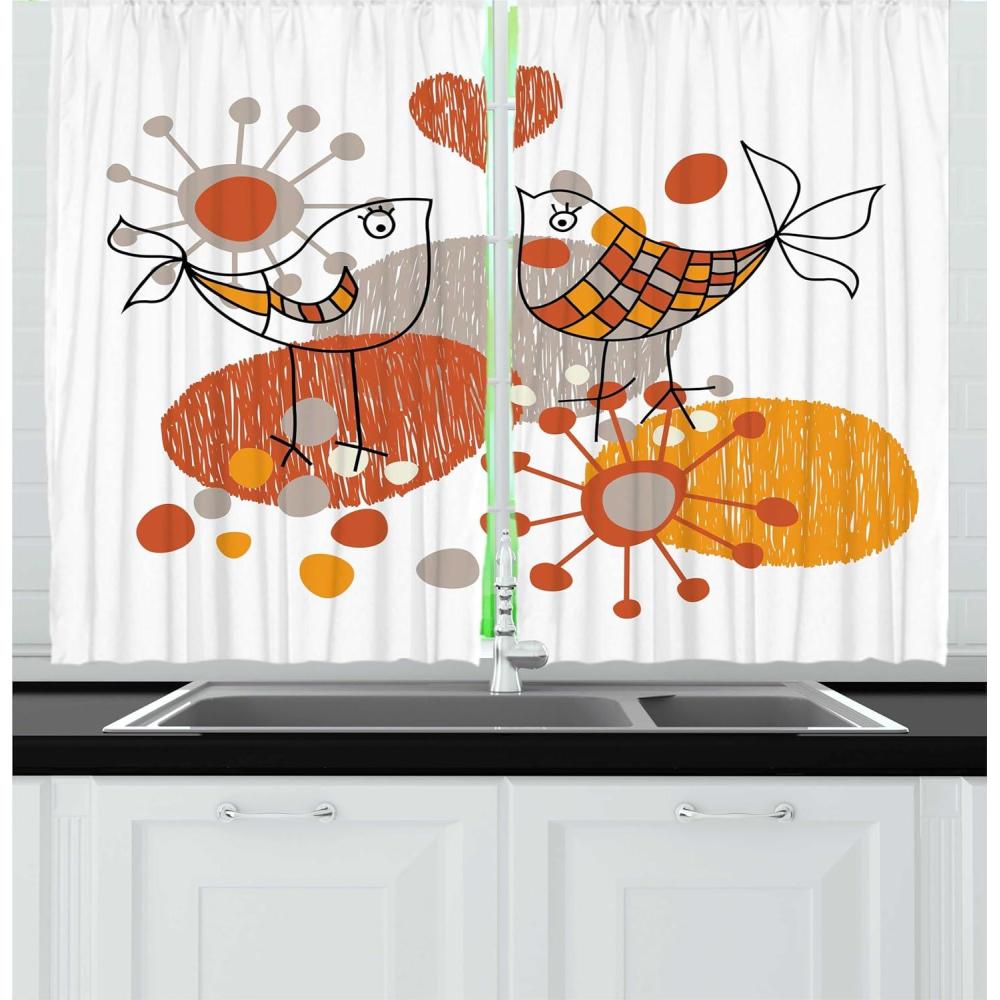 imageAmbesonne Night Sky Kitchen Curtains Full Moon and Foggy Clouds with Turquoise Glass Like Sea Ocean Print Window Drapes 2 Panel Set for Kitchen Cafe Decor 55quot X 39quot Blue WhiteMarigold Apricot
