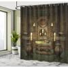 Ambesonne Anchor Shower Curtain, Marine Sailing Sea Symbol and Grungy Rustic Planks in a Neutral Camo Tone, Cloth Fabric Drape for Sea Themed Bathroom Decor Set with Hooks, 69″ W x 75″ L, Green Khaki(Brown and Black)