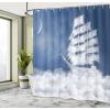 Ambesonne Anchor Shower Curtain, Marine Sailing Sea Symbol and Grungy Rustic Planks in a Neutral Camo Tone, Cloth Fabric Drape for Sea Themed Bathroom Decor Set with Hooks, 69″ W x 75″ L, Green Khaki(Blue Cream)