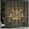 Ambesonne Anchor Shower Curtain, Marine Sailing Sea Symbol and Grungy Rustic Planks in a Neutral Camo Tone, Cloth Fabric Drape for Sea Themed Bathroom Decor Set with Hooks, 69″ W x 75″ L, Green Khaki(Brown and Black)