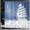 Ambesonne Anchor Shower Curtain, Marine Sailing Sea Symbol and Grungy Rustic Planks in a Neutral Camo Tone, Cloth Fabric Drape for Sea Themed Bathroom Decor Set with Hooks, 69″ W x 75″ L, Green Khaki(Blue Cream)