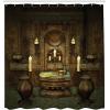 Ambesonne Anchor Shower Curtain, Marine Sailing Sea Symbol and Grungy Rustic Planks in a Neutral Camo Tone, Cloth Fabric Drape for Sea Themed Bathroom Decor Set with Hooks, 69″ W x 75″ L, Green Khaki(Brown and Black)