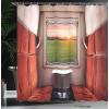 Ambesonne Anchor Shower Curtain, Marine Sailing Sea Symbol and Grungy Rustic Planks in a Neutral Camo Tone, Cloth Fabric Drape for Sea Themed Bathroom Decor Set with Hooks, 69″ W x 75″ L, Green Khaki(Red Green Cream)