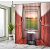 Ambesonne Anchor Shower Curtain, Marine Sailing Sea Symbol and Grungy Rustic Planks in a Neutral Camo Tone, Cloth Fabric Drape for Sea Themed Bathroom Decor Set with Hooks, 69″ W x 75″ L, Green Khaki(Red Green Cream)