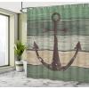 Ambesonne Anchor Shower Curtain, Marine Sailing Sea Symbol and Grungy Rustic Planks in a Neutral Camo Tone, Cloth Fabric Drape for Sea Themed Bathroom Decor Set with Hooks, 69″ W x 75″ L, Green Khaki(Green Khaki)