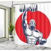Ambesonne Anchor Shower Curtain, Marine Sailing Sea Symbol and Grungy Rustic Planks in a Neutral Camo Tone, Cloth Fabric Drape for Sea Themed Bathroom Decor Set with Hooks, 69″ W x 75″ L, Green Khaki(Grey Red White)