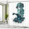 Ambesonne Anchor Shower Curtain, Marine Sailing Sea Symbol and Grungy Rustic Planks in a Neutral Camo Tone, Cloth Fabric Drape for Sea Themed Bathroom Decor Set with Hooks, 69″ W x 75″ L, Green Khaki(Petrol Blue White)