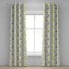 Ambesonne Brown Grommet Curtain, Batik Parang Barong Diagonal Pattern Indonesian Culture and Art Design, Decorative 2-Panel Window Drapes for Bedroom Living Room, 50″ x 84″, Brown Apricot Caramel(Black Yellow White)