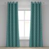 Ambesonne Brown Grommet Curtain, Batik Parang Barong Diagonal Pattern Indonesian Culture and Art Design, Decorative 2-Panel Window Drapes for Bedroom Living Room, 50″ x 84″, Brown Apricot Caramel(Sea Green Teal White)