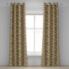 Ambesonne Brown Grommet Curtain, Batik Parang Barong Diagonal Pattern Indonesian Culture and Art Design, Decorative 2-Panel Window Drapes for Bedroom Living Room, 50″ x 84″, Brown Apricot Caramel(Hunter Green Ruby Orange)