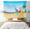 Ambesonne Christmas Tapestry, Santa Claus on The Beach Surfboard Summer Party Celebration Tropical Art, Fabric Wall Hanging Decor for Bedroom Living Room Dorm, 45″ X 30″, Blue Yellow