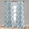 Ambesonne Floral Design Curtains, Retro Drawings of Spring Feels Flowers Boho with Neutral Leaves, Window Treatments 2 Panel Set for Living Room Bedroom, Pair of – 28″ x 63″, Deep Sky Blue Pale Grey(Deep Sky Blue Pale Grey)