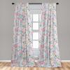 Ambesonne Floral Design Curtains, Retro Drawings of Spring Feels Flowers Boho with Neutral Leaves, Window Treatments 2 Panel Set for Living Room Bedroom, Pair of – 28″ x 63″, Deep Sky Blue Pale Grey(Pale Blue Pale Pink Ecru)