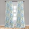 Ambesonne Floral Design Curtains, Retro Drawings of Spring Feels Flowers Boho with Neutral Leaves, Window Treatments 2 Panel Set for Living Room Bedroom, Pair of – 28″ x 63″, Deep Sky Blue Pale Grey(Azure Blue Jade Green)