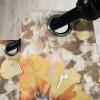 Ambesonne Floral Grommet Curtain, Neutral Pastel Grunge Abstract Pattern with Blossoming Lily Flowers, Decorative Single Panel Drapes for Bedroom Living Room, 50″ x 72″, Dark Tan and Slate Blue(Sepia Mustard Pale Orange)