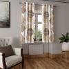 Ambesonne Floral Grommet Curtain, Neutral Pastel Grunge Abstract Pattern with Blossoming Lily Flowers, Decorative Single Panel Drapes for Bedroom Living Room, 50″ x 72″, Dark Tan and Slate Blue(Chocolate Brown Off White)