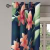 Ambesonne Floral Grommet Curtain, Neutral Pastel Grunge Abstract Pattern with Blossoming Lily Flowers, Decorative Single Panel Drapes for Bedroom Living Room, 50″ x 72″, Dark Tan and Slate Blue(Green Indigo Peacock)