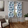Ambesonne Floral Grommet Curtain, Neutral Pastel Grunge Abstract Pattern with Blossoming Lily Flowers, Decorative Single Panel Drapes for Bedroom Living Room, 50″ x 72″, Dark Tan and Slate Blue(Dark Turquoise Blue Grey)