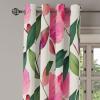 Ambesonne Floral Grommet Curtain, Neutral Pastel Grunge Abstract Pattern with Blossoming Lily Flowers, Decorative Single Panel Drapes for Bedroom Living Room, 50″ x 72″, Dark Tan and Slate Blue(Forest Green Magenta)