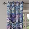 Ambesonne Floral Grommet Curtain, Neutral Pastel Grunge Abstract Pattern with Blossoming Lily Flowers, Decorative Single Panel Drapes for Bedroom Living Room, 50″ x 72″, Dark Tan and Slate Blue(Purple Dark Blue Ivory)
