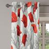 Ambesonne Floral Grommet Curtain, Neutral Pastel Grunge Abstract Pattern with Blossoming Lily Flowers, Decorative Single Panel Drapes for Bedroom Living Room, 50″ x 72″, Dark Tan and Slate Blue(Off White Vermilion)