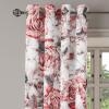 Ambesonne Floral Grommet Curtain, Neutral Pastel Grunge Abstract Pattern with Blossoming Lily Flowers, Decorative Single Panel Drapes for Bedroom Living Room, 50″ x 72″, Dark Tan and Slate Blue(Dark Blue Grey Coral)